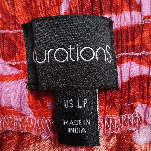 Curations tulip hem lounge wide leg tropical pull-on crop pants Sz LP - Picture 9 of 9